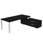 Artarredi Flora - Escritorio - rectangular - negro ceniza - glossy white (RAL 9010) base