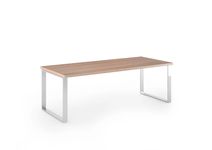 Bureau Manager FLORA - L210 x P90 cm - pieds cadre en métal effet chromé - plateau imitation merisier arabis