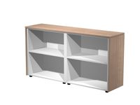 Armoire mi-haute double Flora - L162,8xP43xH81,4 cm - 2 étagères - merisier arabis