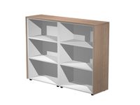 Armoire haute double Flora - L162,8xP43xH119,8 cm - 4 étagères - merisier arabis