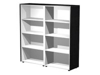 Bibliothèque haute double Flora - L162,8xP43xH158,2 cm - 6 étagères - frêne noir