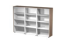 Bibliothèque haute triple Flora - L242,8xP43xH158,2 cm - 9 étagères - merisier arabis