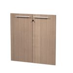 Jeu de 2 portes pleines - pour bibliothèque 2 étagères FLORA - L80 x H77 cm - imitation merisier arabis