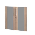 Jeu de 2 portes vitrées - pour bibliothèque 2 étagères FLORA - L80 x H77 cm - imitation merisier arabis