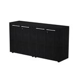 Armoire mi-haute double Flora - L162,8xP43xH81,4 cm - portes mélaminés - 2 étagères - frêne noir