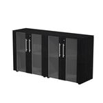 Armoire mi-haute double Flora - L162,8xP43xH81,4 cm - portes vitrées- 2 étagères - frêne noir