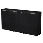 Armoire haute triple Flora - L242,8xP43xH119,8 cm - portes mélaminés - 6 étagères - frêne noir