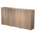 Armoire haute triple Flora - L242,8xP43xH119,8 cm - portes mélaminés - 6 étagères - merisier arabis