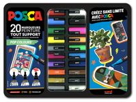 Posca - Pack de 20 marqueurs - pointes et couleurs pop assorties