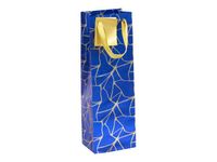 Clairefontaine Premium - Sac cadeau pour bouteille - 12,5 x 9,5 x 38 cm - bleu métallique, or