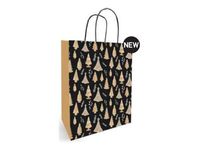 50 Sacs cadeau kraft - poignées torsadées - 18 cm x 8 cm x 22 cm - woody