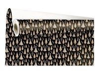 Logistipack Woody - Papier cadeau Kraft - 70 cm x 25 m - sapins or