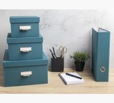 Exacompta OfficeByMe - Lot de 3 boîtes de rangement - bleu canard
