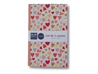 Blue Art Grenadine Heart - Lot de 2 carnets de notes lignés - 9 x 14 cm - 64 pages - jolis cœurs