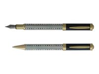 Enzo Varini Palazzo Maiolica - Parure de stylo à bille et stylo plume - acier bleu et doré