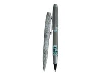 Enzo Varini Mini Taormina Tropea - Parure de stylo à bille et roller - acier blanc et gris motif vague