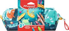 Maped Jungle Fever - Trousse en tissu comprenant 12 feutres JUMBO + 12 crayons de couleur JUMBO