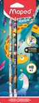 Maped Jungle Fever - 2 Crayons graphite HB embout gomme + 1 outil d'apprentissage