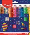 Maped Pixel Party - 24 Crayons de couleur en pochette carton