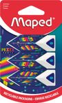 Maped Pixel Party - Blister de 3 gommes pyramide - coloris assortis