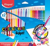 Maped Color'Peps Oops - Combo Pack avec 10 feutres effaçables avec 2 effaçeurs + 12 crayons de couleur effaçables