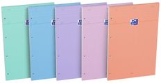 Oxford Pastel - Bloc notes perforé 21 x 31,5 cm - 160 pages - grands carreaux - disponible dans différentes couleurs