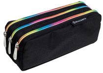 Trousse rectangulaire Rainbow - 3 compartiments - noir - Exacompta