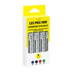 Les Prix Mini - Pack de 4 Marqueurs effaçables - noir, bleu, rouge et vert - pointe large