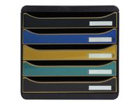 Exacompta NeoDeco - Module de classement 5 tiroirs - noir/bleu/or
