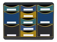 Exacompta Neo Deco - Module de classement 11 tiroirs - noir/multicolore
