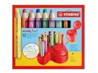 STABILO woody 3 in 1 - 15 crayons de couleur + taille-crayon