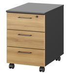 Caisson mobile JAZZ+ - Profondeur 60 cm - 3 tiroirs - monté - chêne du bocage