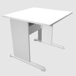 Bureau droit Trend - L80 - Pieds bois - plateau blanc