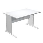 Bureau droit Trend - L120 - Pieds bois - plateau blanc