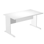 Bureau droit Trend - L140 - Pieds bois - plateau blanc