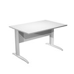 Bureau droit Trend - L120 - Pieds métals - plateau blanc - pied alu