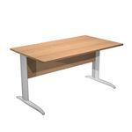 Bureau droit Trend - L140 - Pieds métals - plateau imitation hêtre - pied alu
