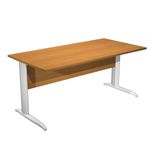 Bureau droit Trend - L160 - Pieds métals - plateau imitation noyer clair - pied alu