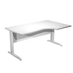 Bureau compact Trend - L160 cm - retour à droite - Pieds métals alu - plateau blanc (pied de renfort obligatoire à rajouter - non inclus)