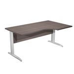 Bureau compact Trend - L160 cm - retour à droite - Pieds métals alu - plateau imitation frêne Toscan (pied de renfort obligatoire à rajouter - non inclus)