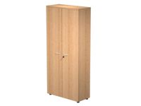 Bibliothèque haute Trend - L80xP35xH180 cm - 2 portes en mélaminé - portes et panneaux imitation hêtre