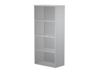 Bibliothèque haute Trend - L80xP35xH180 cm - 2 portes en verre dépoli - gris