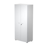 Bibliothèque haute Trend - L80xP44xH180 cm - 2 portes en mélaminé avec serrure - gris