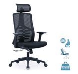 Fauteuil de bureau SYLVESTER - accoudoirs réglables - appui-tête intégré - noir