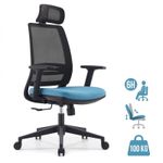 Fauteuil de bureau OPEN - accoudoirs réglables - appuie-tête réglable - bleu