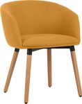 Fauteuil ARCO - Tissu non feu - 4 pieds bois - jaune safran