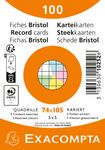 Exacompta - Pack de 100 fiches Bristol quadrillé 5x5 - A7 (74x105) - petits carreaux - assorties sous film