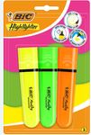 BIC Highlighter - Pack de 3 surligneurs - Plat Biseau - Couleurs assorties