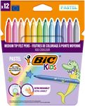 BIC Kids Couleur - 12 Feutres de coloriage à pointe moyenne - Couleurs Pastel Assorties