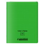Conquérant Classique - Cahier polypro à rabat 24 x 32 cm - 96 pages - grands carreaux (Seyes) - vert